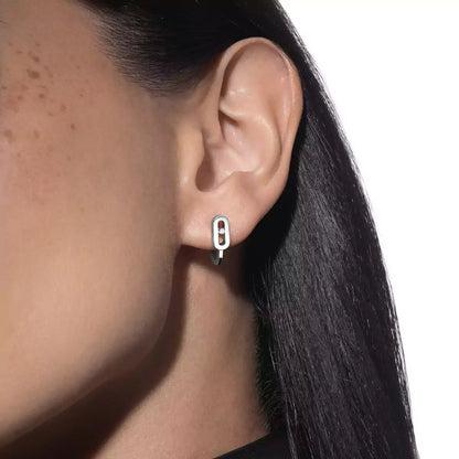 [Amore]Diamond Mini Hoop Earrings Move Classique