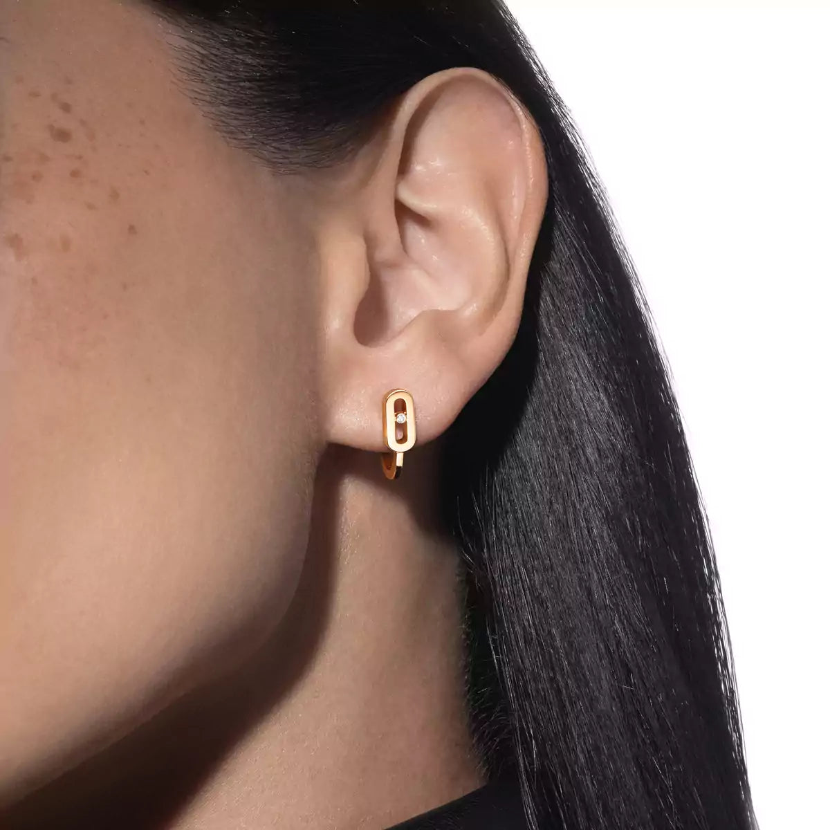 [Amore]Diamond Mini Hoop Earrings Move Classique