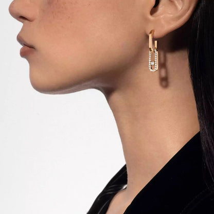 [Amore]Move Link Diamond Earrings
