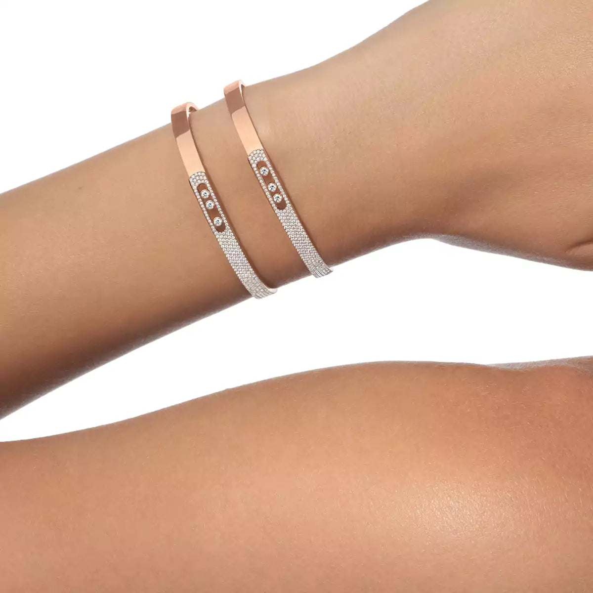 [Amore]Move Noa Rose Gold Pavé Diamond Bangle Bracelet