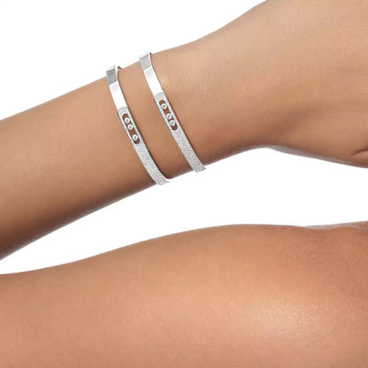 [Amore]Move Noa Rose Gold Pavé Diamond Bangle Bracelet