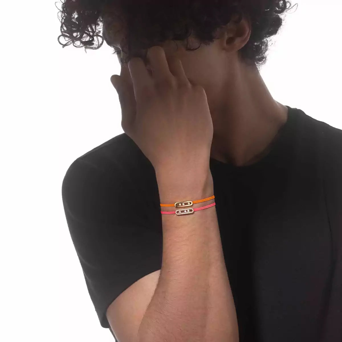 [Amore]Messika Care(s) pink cord pavé bracelet