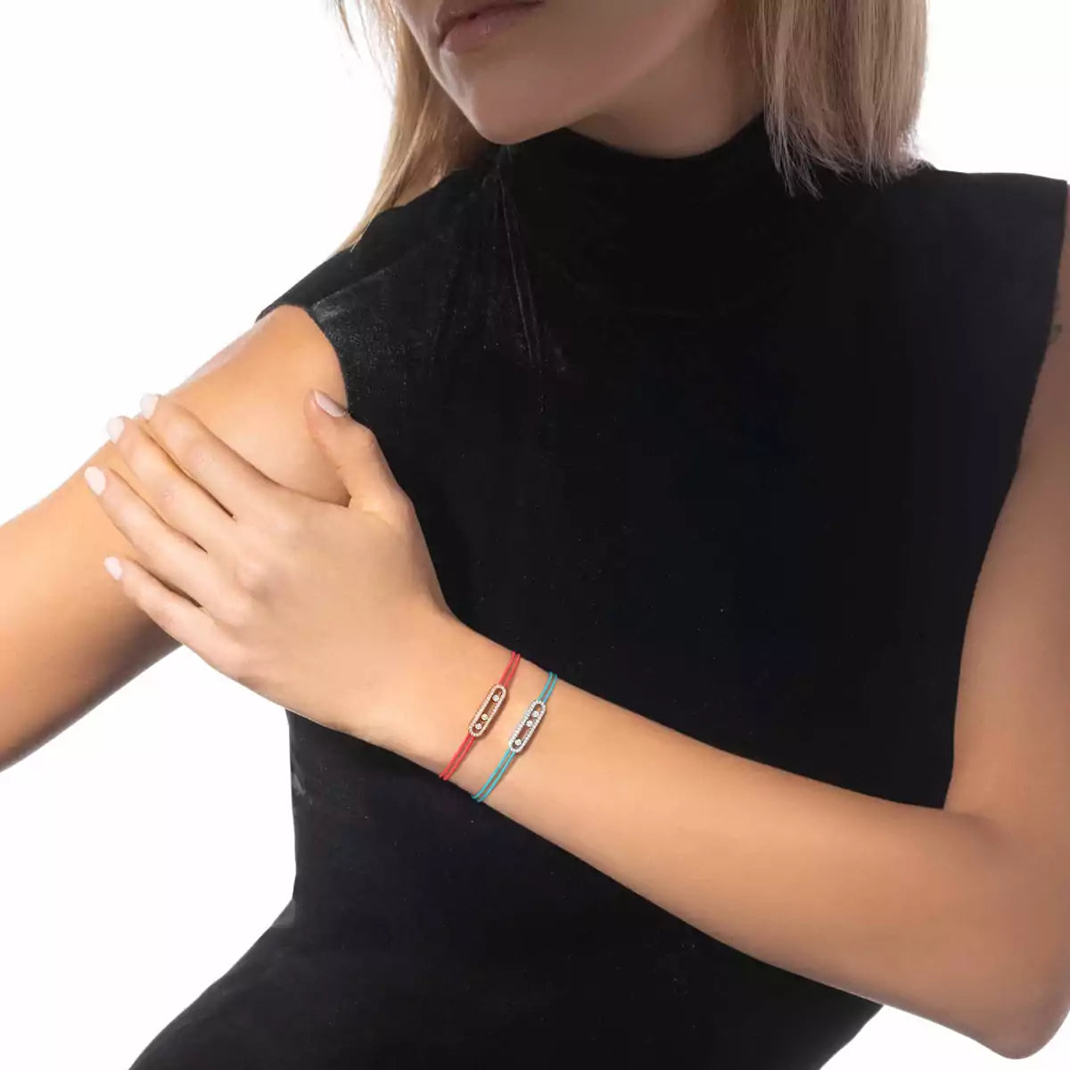 [Amore]Messika Care(s) pink cord pavé bracelet