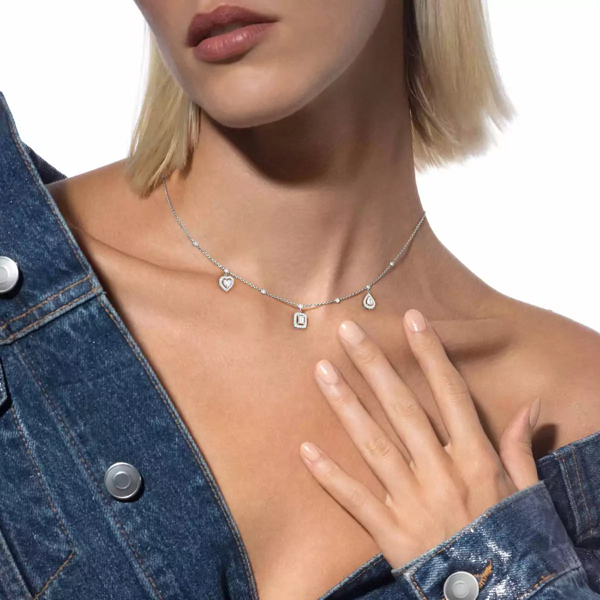 [Amore]My Twin Diamond Necklace in Silver