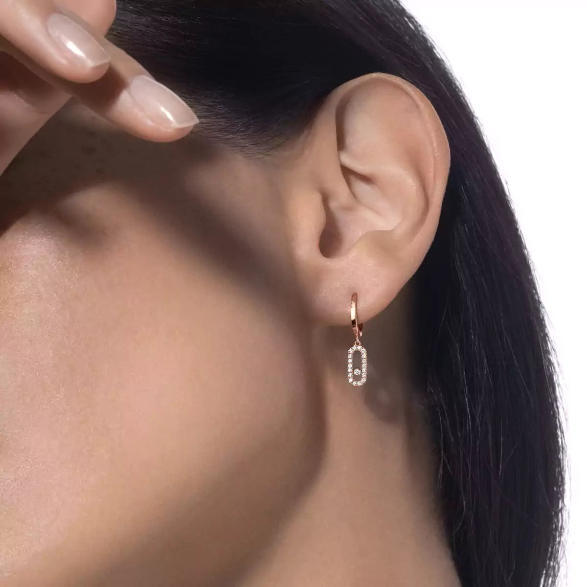 [Amore]Move Uno Single Diamond Hoop Earring