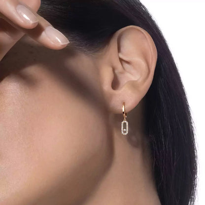 [Amore]Move Uno Single Diamond Hoop Earring