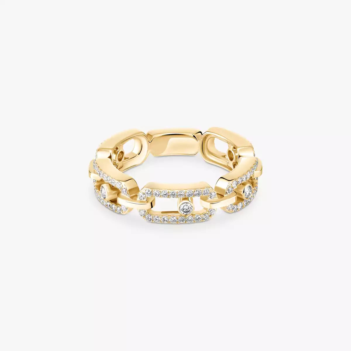 [Amore]Move Link Pave_-Set Diamond Ring in Gold