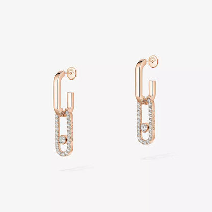 [Amore]Move Link Diamond Earrings