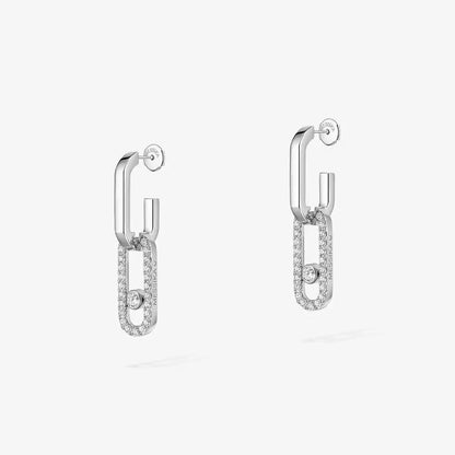 [Amore]Move Link Diamond Earrings