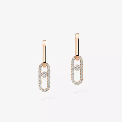 [Amore]Move Link Diamond Earrings