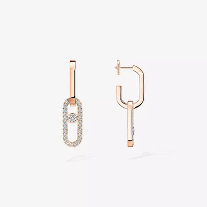 [Amore]Move Link Diamond Earrings