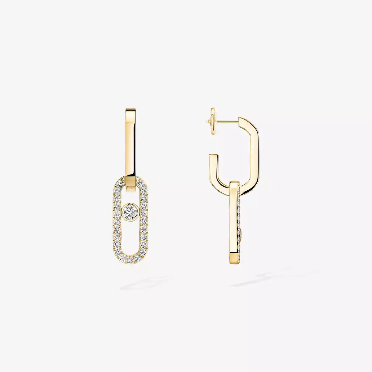 [Amore]Move Link Diamond Earrings