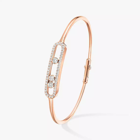 [Amore]Move Pavé Diamond Bangle Bracelet M