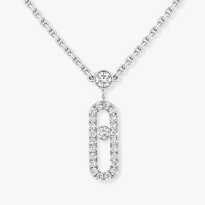[Amore]2 Rows Rose Gold Diamond Pave_ Necklace Move Uno