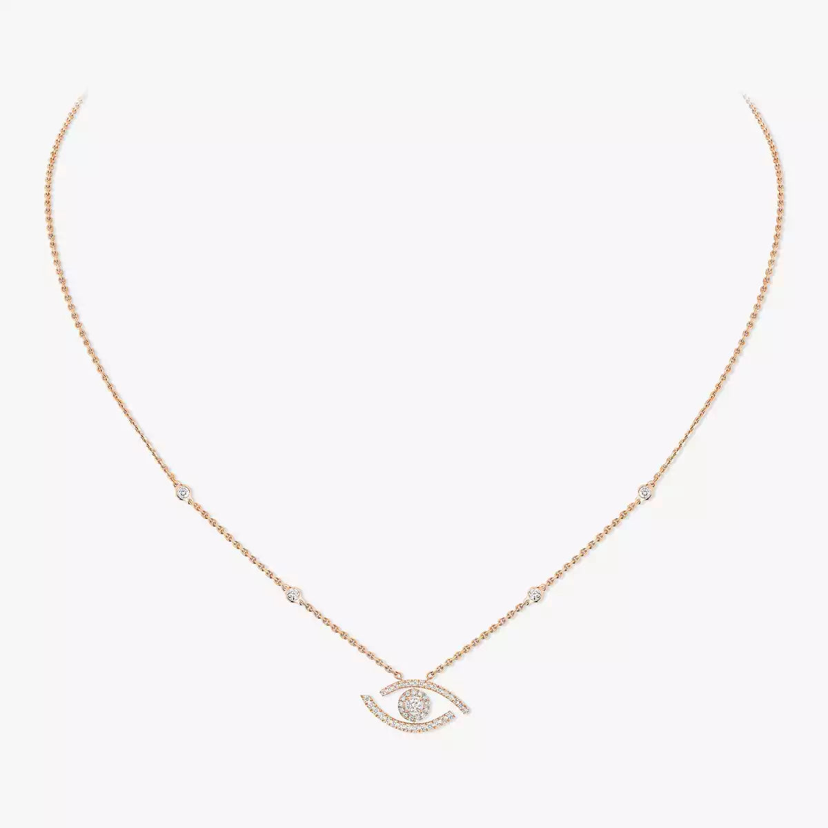 [Amore]Pave_ Diamond Necklace Lucky Eye