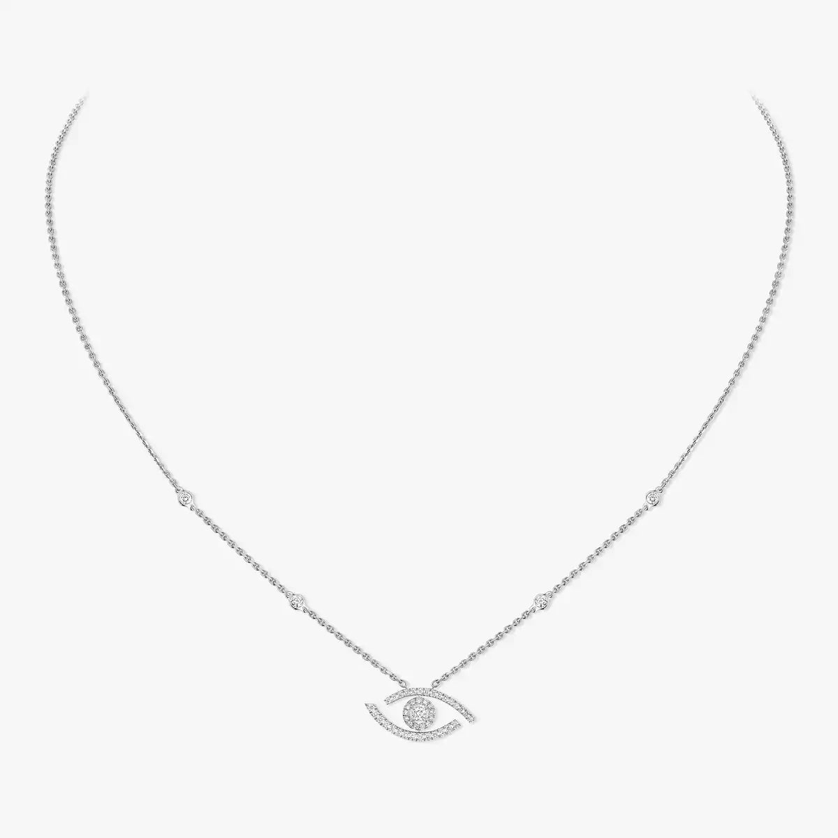 [Amore]Pave_ Diamond Necklace Lucky Eye