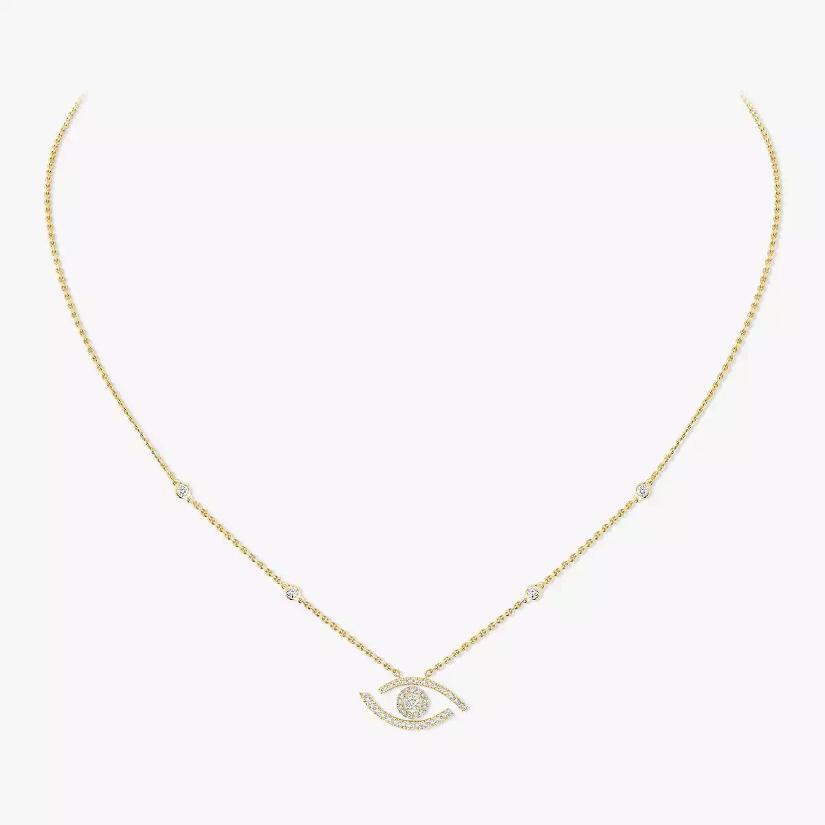 [Amore]Pave_ Diamond Necklace Lucky Eye