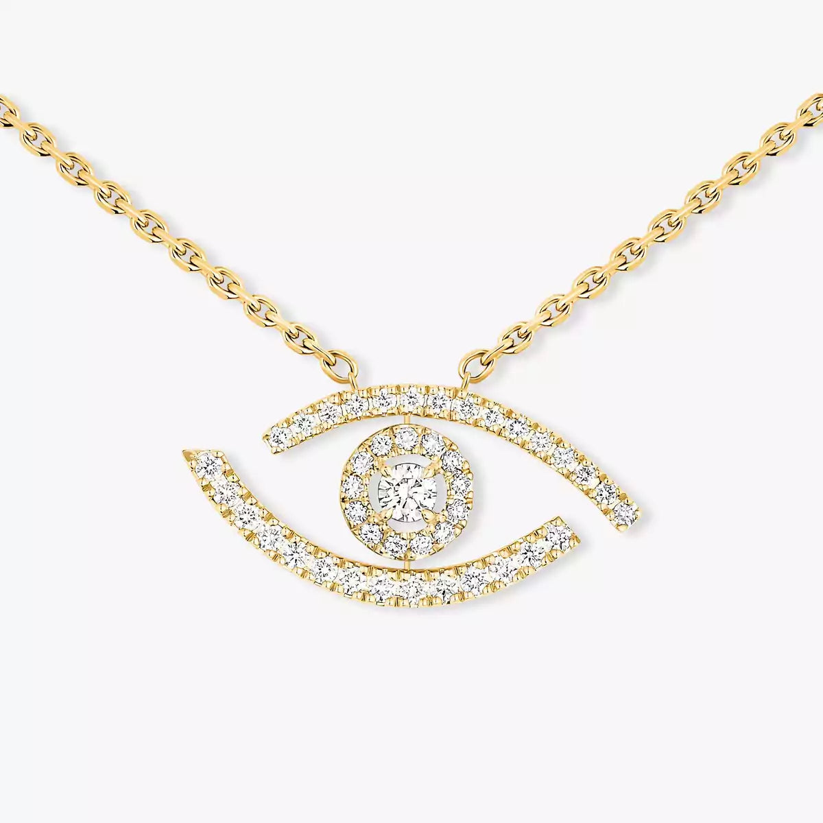 [Amore]Pave_ Diamond Necklace Lucky Eye