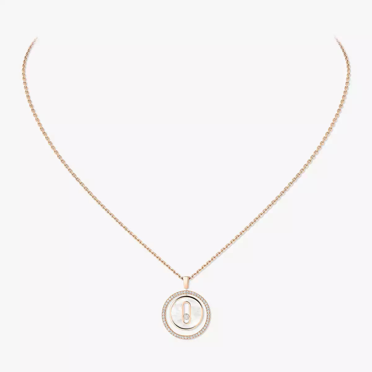 [Amore]Lucky Move Diamond Necklace in Rose Gold and White Mother-of-Pearl