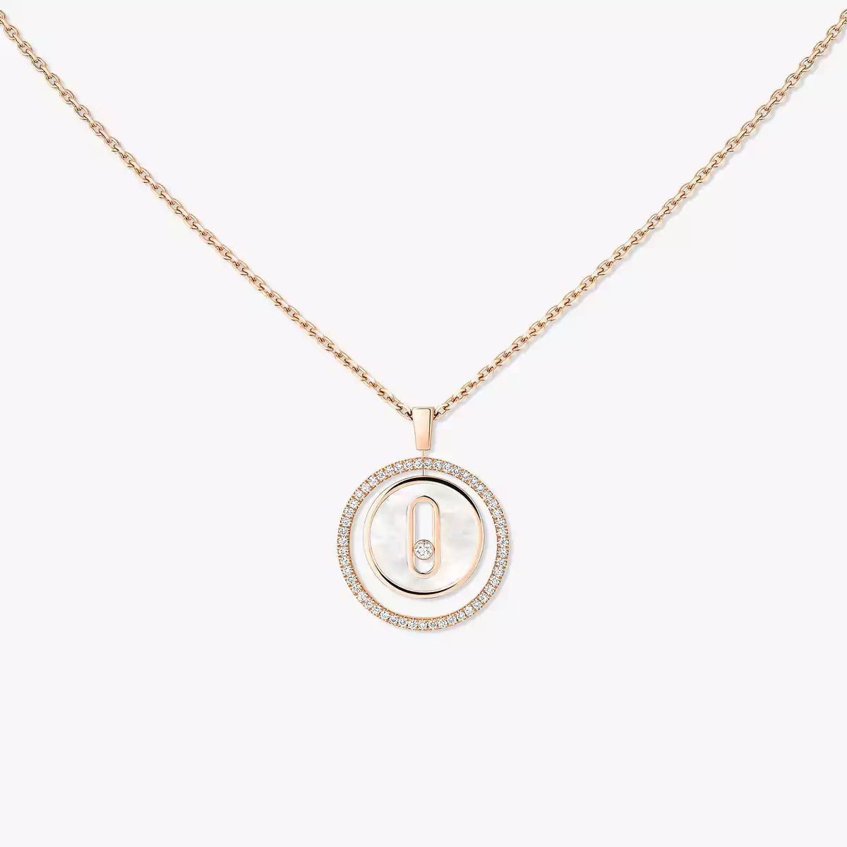 [Amore]Lucky Move Diamond Necklace in Rose Gold and White Mother-of-Pearl