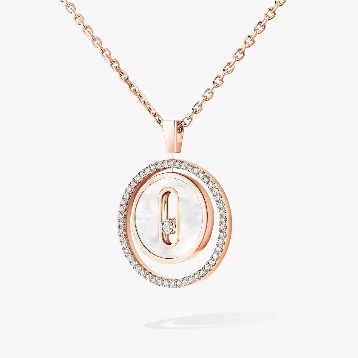 [Amore]Lucky Move Diamond Necklace in Rose Gold and White Mother-of-Pearl