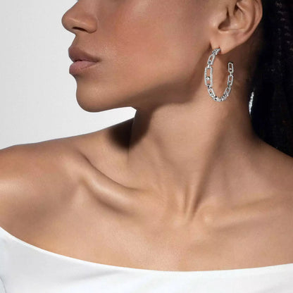 [Amore]Move Link Diamond Hoop Earrings