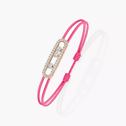 [Amore]Messika Care(s) pink cord pavé bracelet