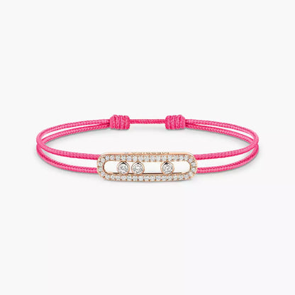 [Amore]Messika Care(s) pink cord pavé bracelet