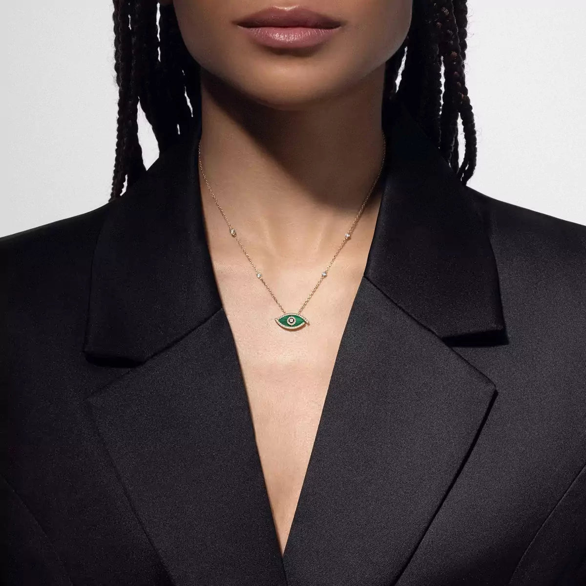[Amore]Lucky Eye Diamond Necklace in Rose Gold and Turquoise