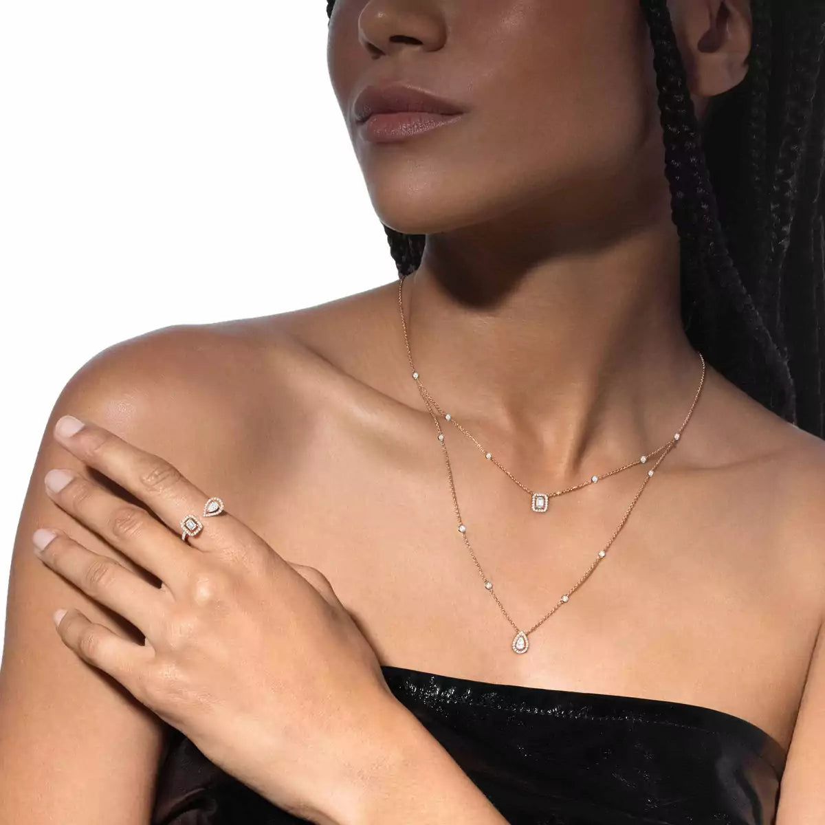 [Amore]Diamond Necklace My Twin 2 Rows
