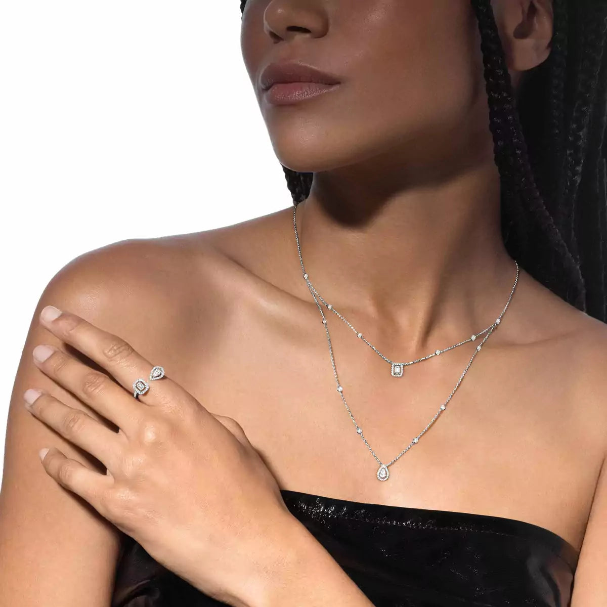 [Amore]Diamond Necklace My Twin 2 Rows
