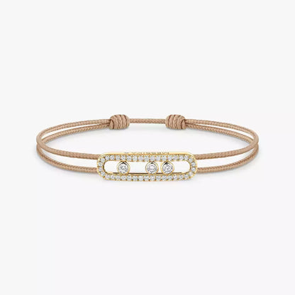 [Amore]Messika Care(s) pink cord pavé bracelet
