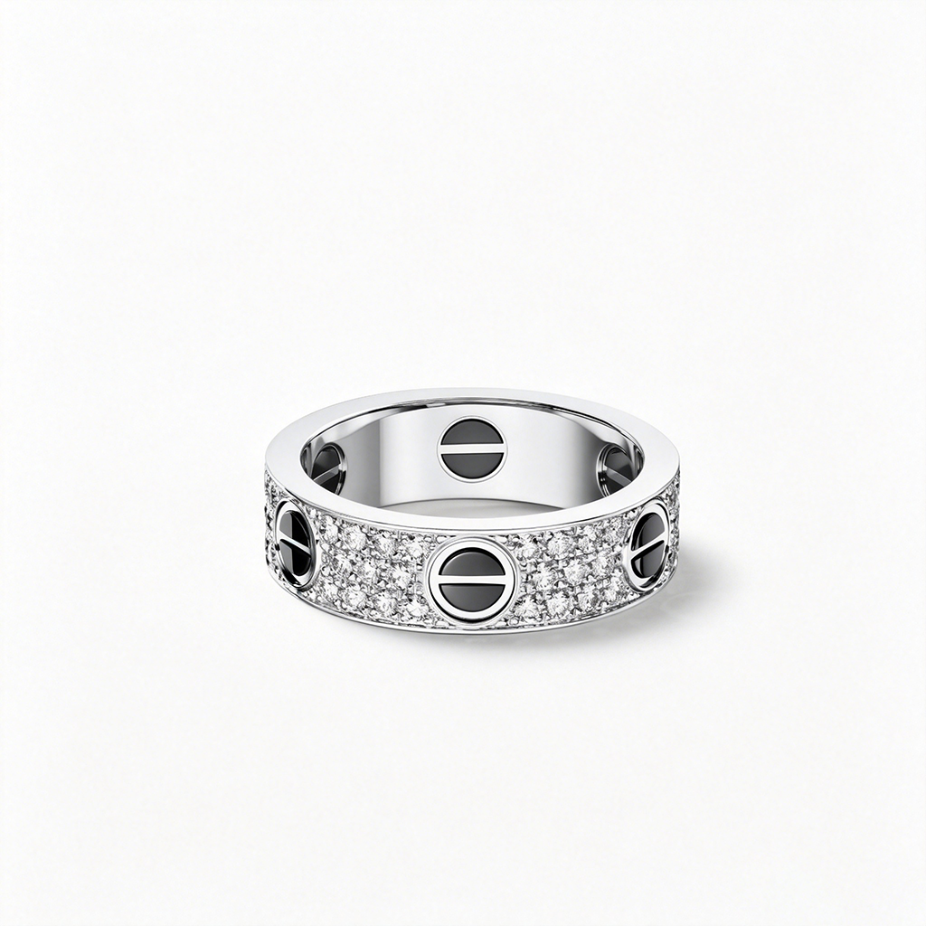 [Amore]LOVE RING 5.5MM DIAMONDS PAVED CERAMIC