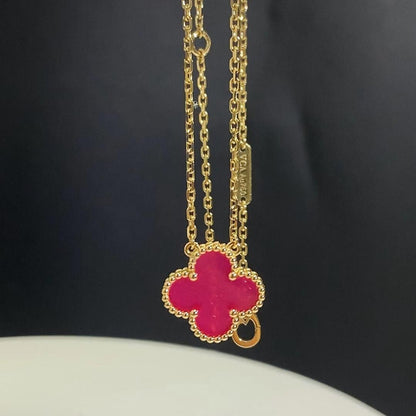 [Amore] NEW CLOVER 15MM PINK ENAMEL NECKLACE