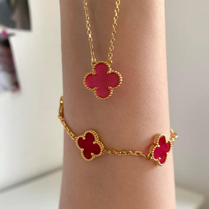 [Amore] NEW CLOVER 15MM PINK ENAMEL NECKLACE