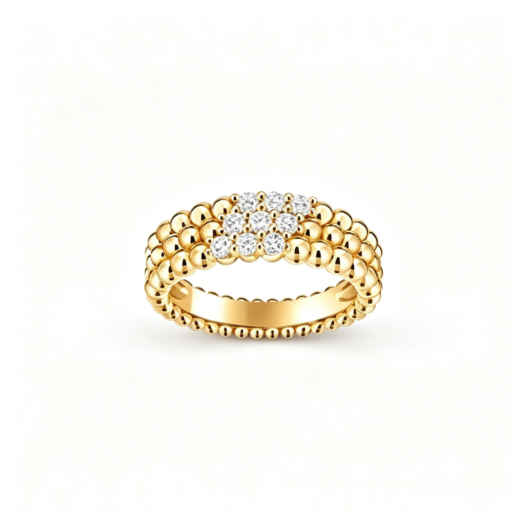[Amore] THREE-ROW DIAMOND RING