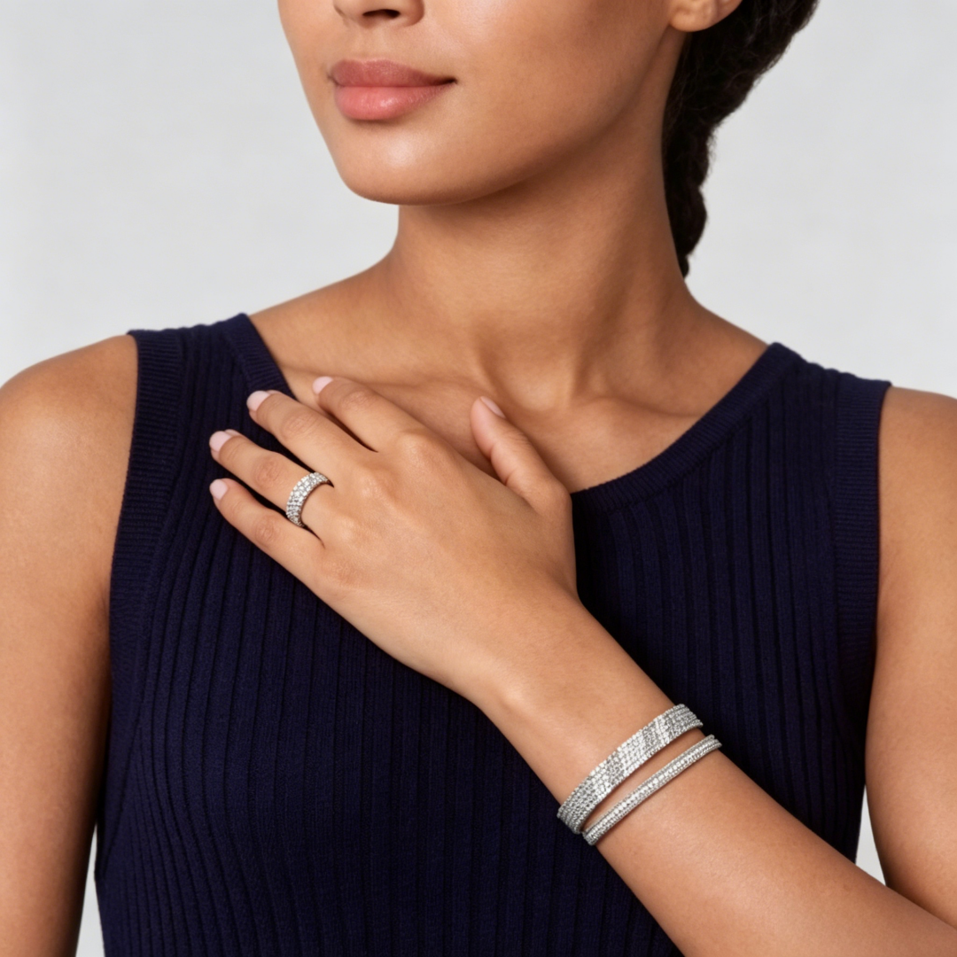 [Amore] THREE-ROW DIAMOND RING