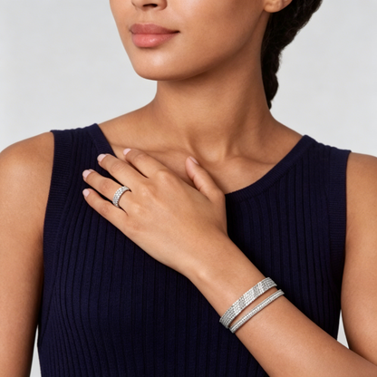 [Amore] THREE-ROW DIAMOND RING