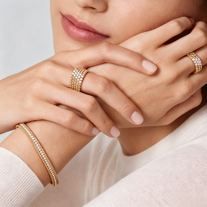 [Amore] THREE-ROW DIAMOND RING