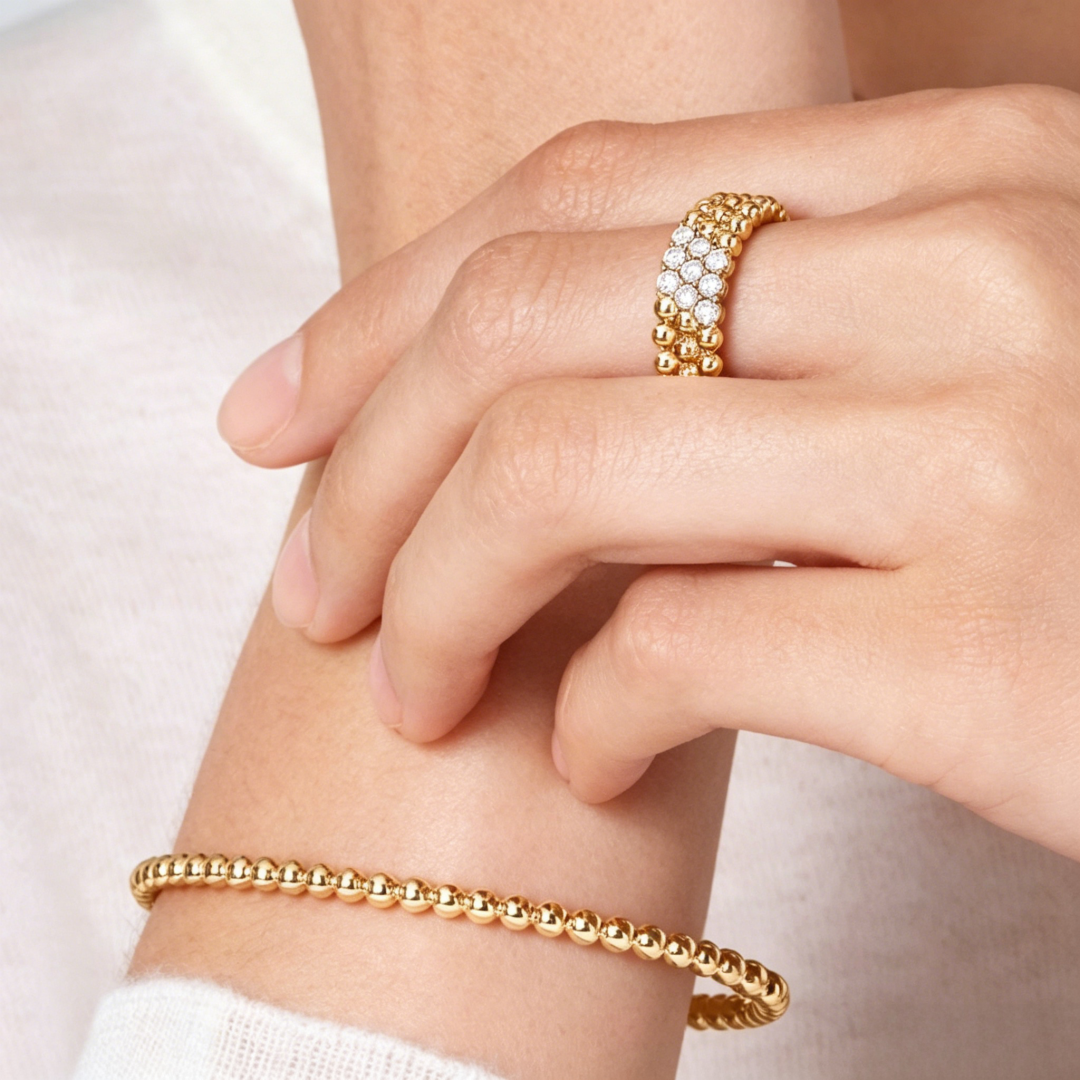 [Amore] THREE-ROW DIAMOND RING