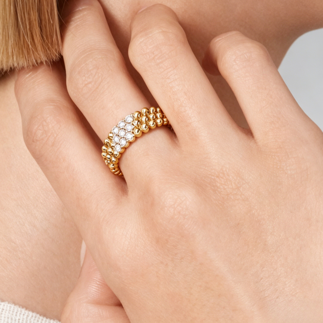 [Amore] THREE-ROW DIAMOND RING