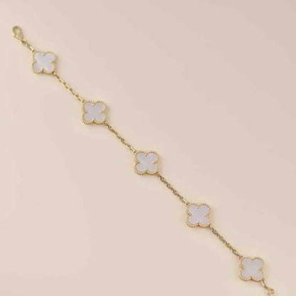 [Amore]CLOVER WHITE PEARL MOP 5 MOTIF BRACELET COLLECTION