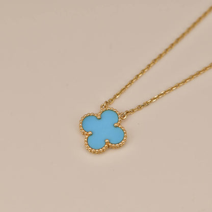 [Amore]CLOVER 15MM VINTAGE TURQUOISE NECKLACE
