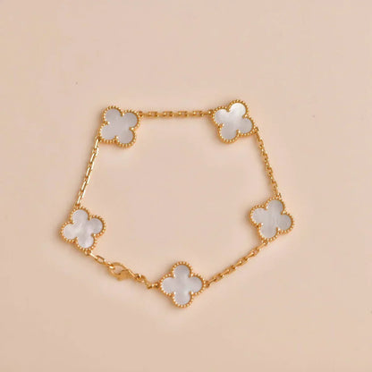 [Amore]CLOVER WHITE PEARL MOP 5 MOTIF BRACELET COLLECTION