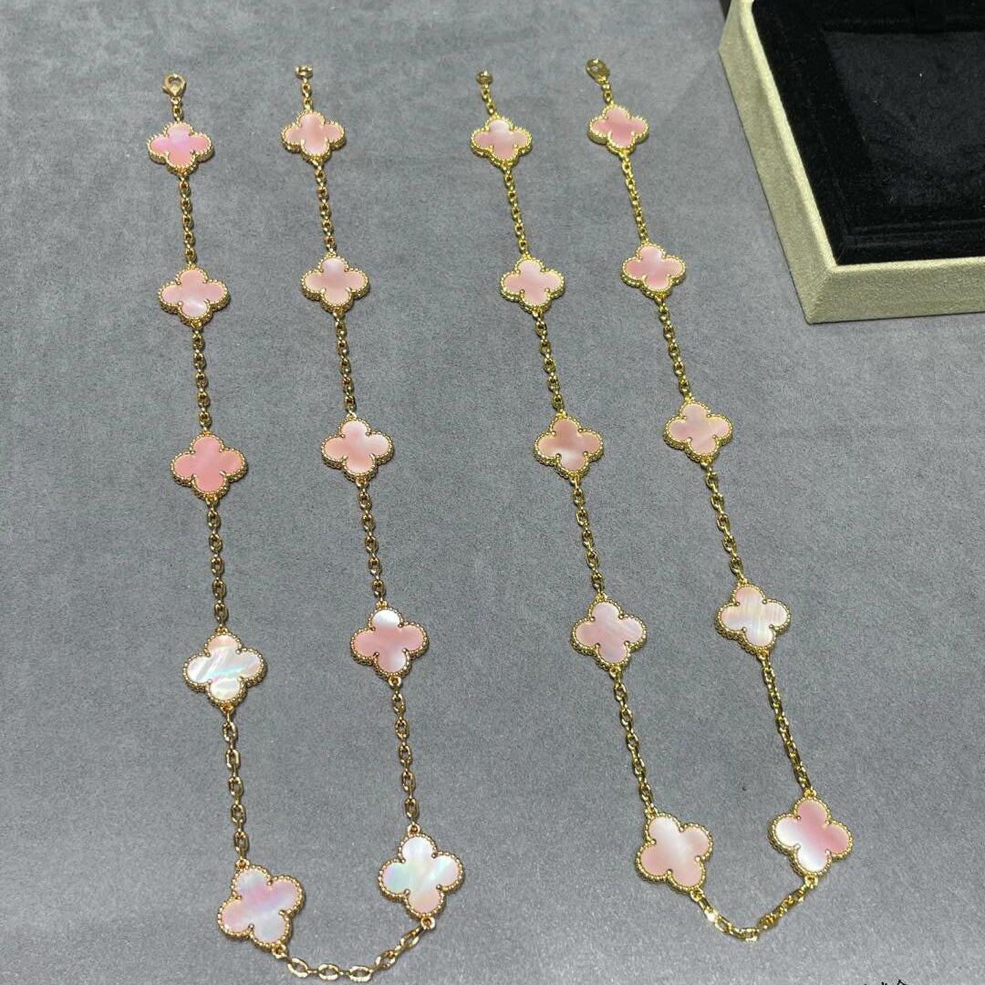 [Amore]CLOVER 10 MOTIFS PINK MOP NECKLACE