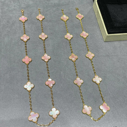 [Amore]CLOVER 10 MOTIFS PINK MOP NECKLACE