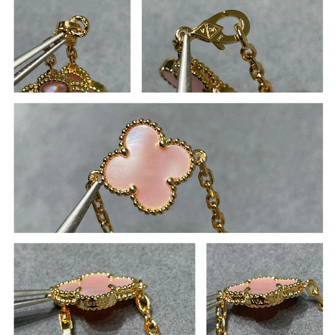 [Amore]CLOVER 10 MOTIFS PINK MOP NECKLACE