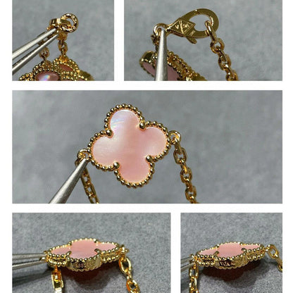 [Amore]CLOVER 10 MOTIFS PINK MOP NECKLACE