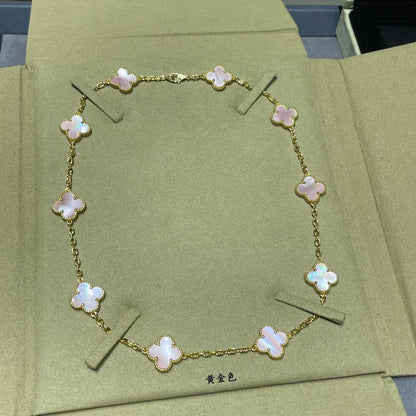 [Amore]CLOVER 10 MOTIFS PINK MOP NECKLACE