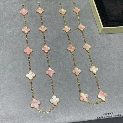 [Amore]CLOVER 10 MOTIFS PINK MOP NECKLACE